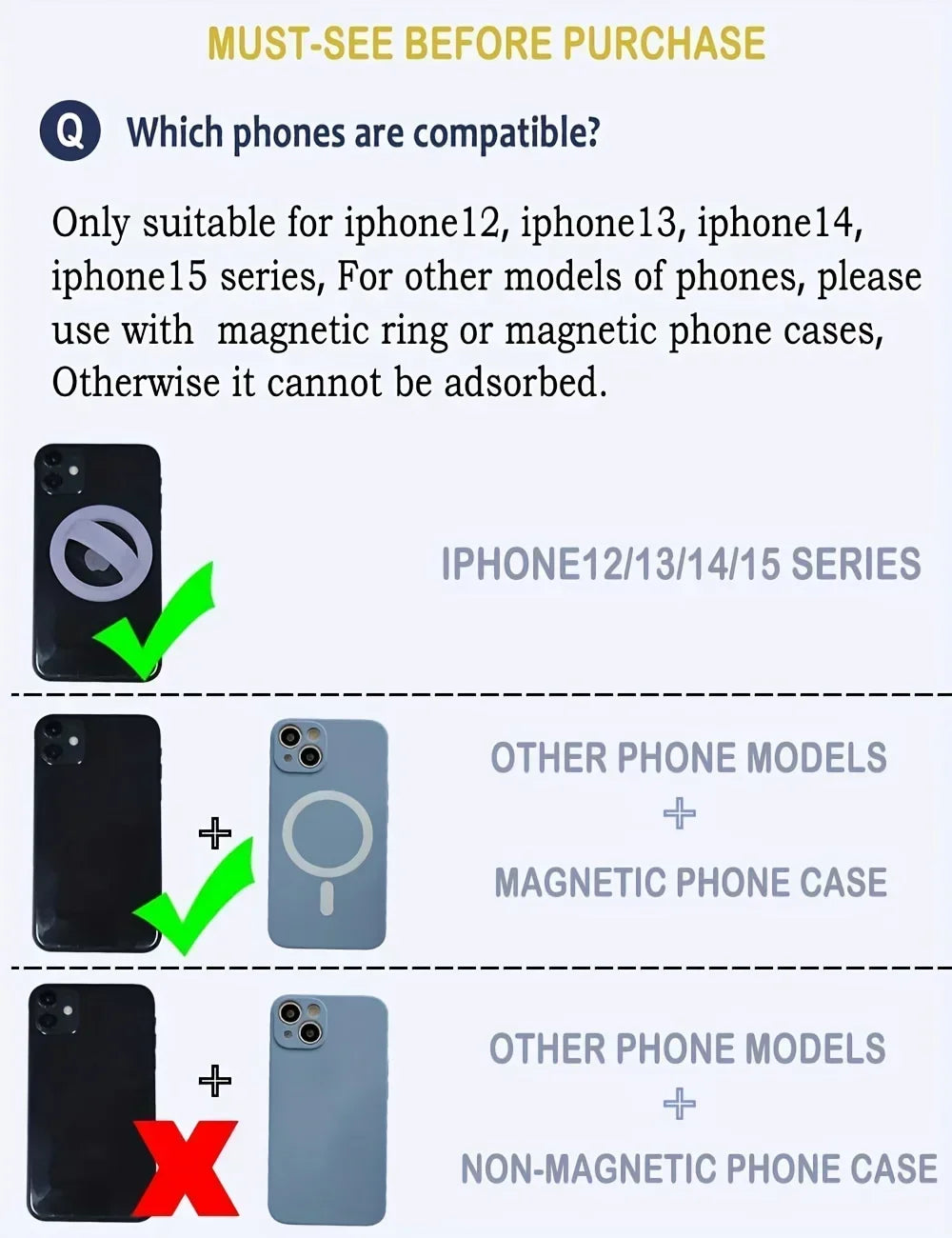 Magnetic Phone Ring Holder – 360° Rotating Grip and Stand for Smartphones