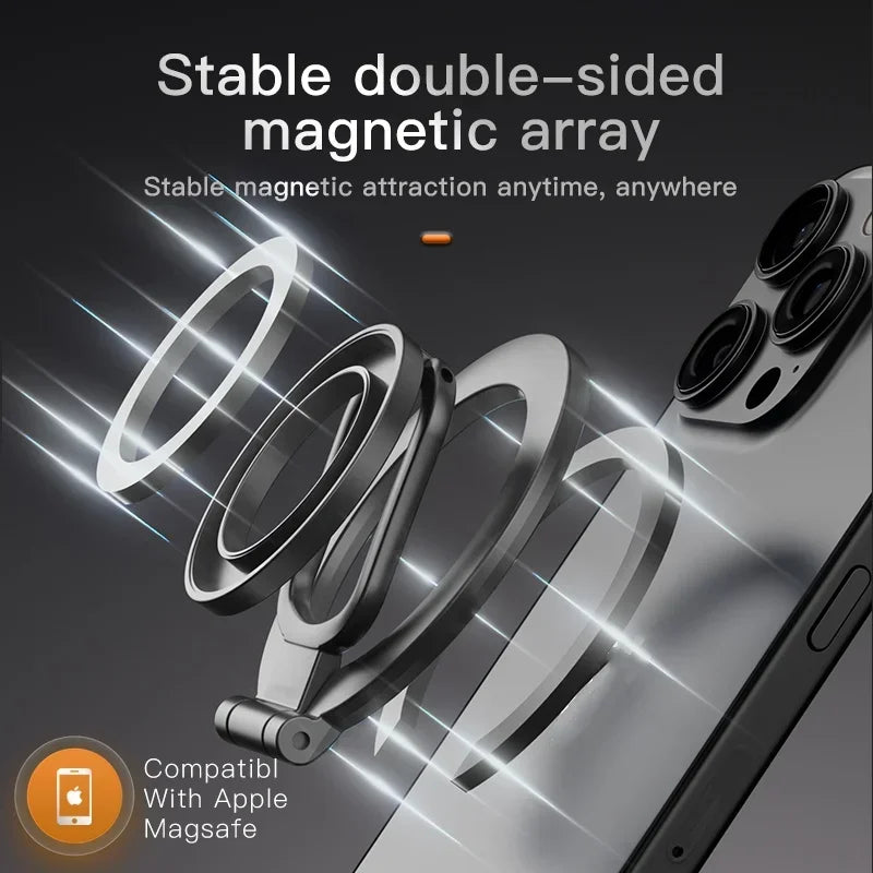 2-in-1 Magnetic Phone Stand – 360° Rotating Car Mount for MagSafe Compatible Devices