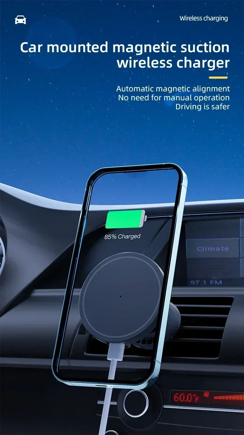 Magnetic Car Wireless Charger – Air Vent Mount for MagSafe Compatible Phones