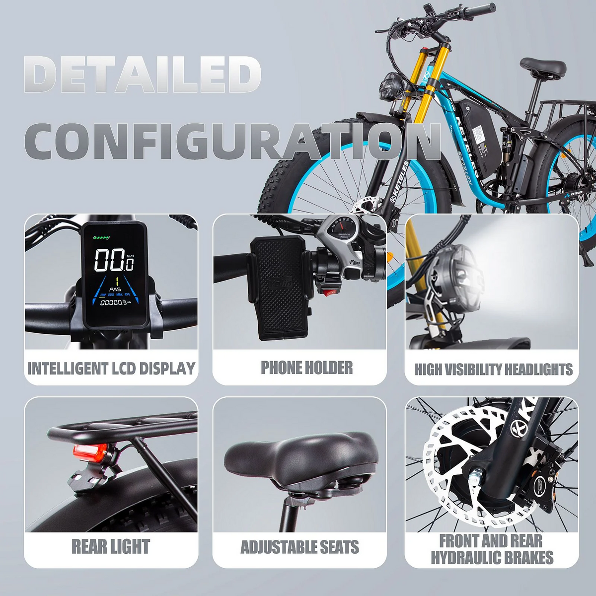 KETELES K800 PRO 2000W Dual Motor AWD Electric Bike, 26" Fat Tires, Full Suspension