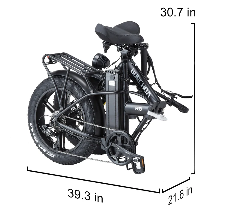 BURCHDA R8 Pro Folding Electric Bike – 800W Motor, 48V 20Ah Removable Battery, 20 × 4.0-Inch Fat Tires