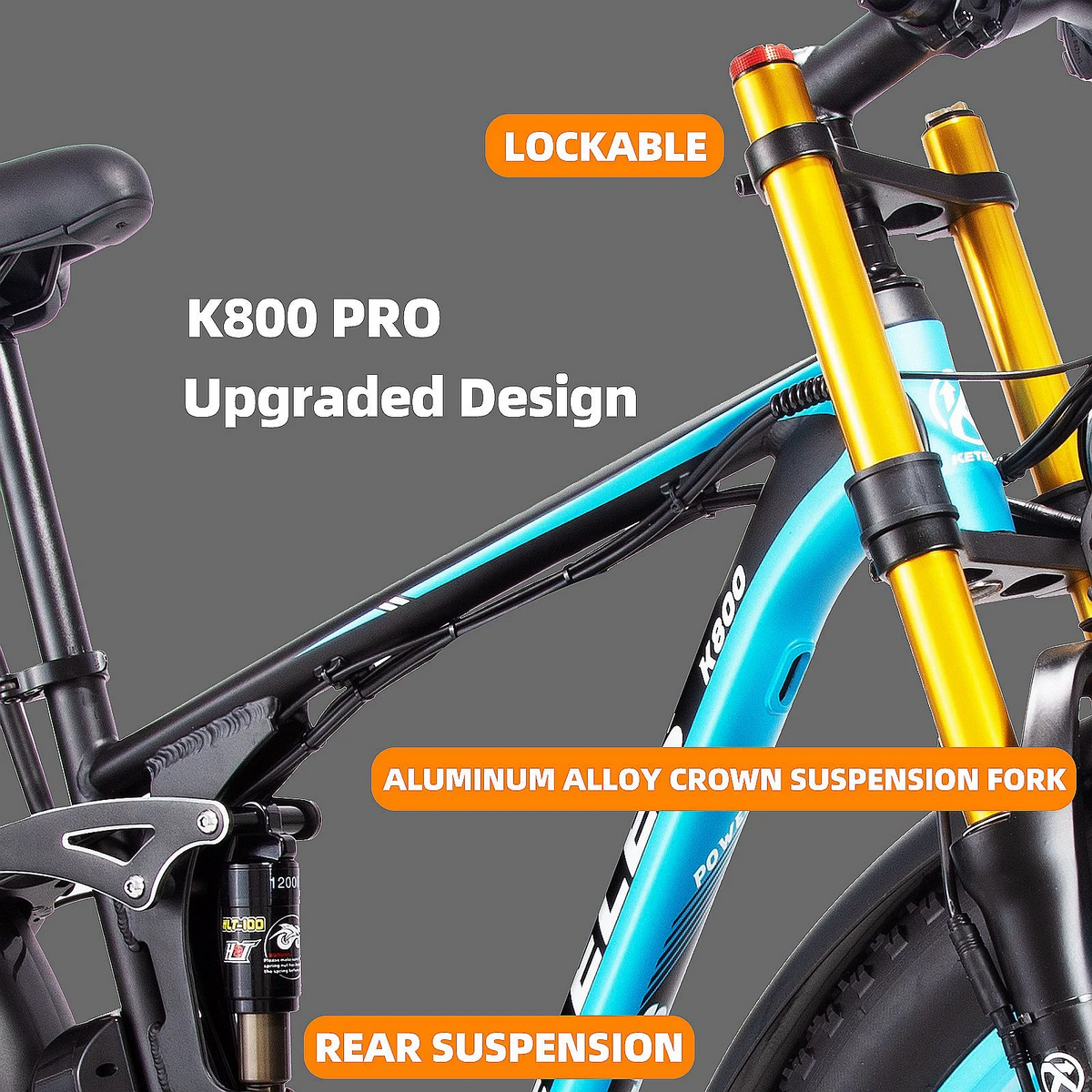 KETELES K800 PRO 2000W Dual Motor AWD Electric Bike, 26" Fat Tires, Full Suspension