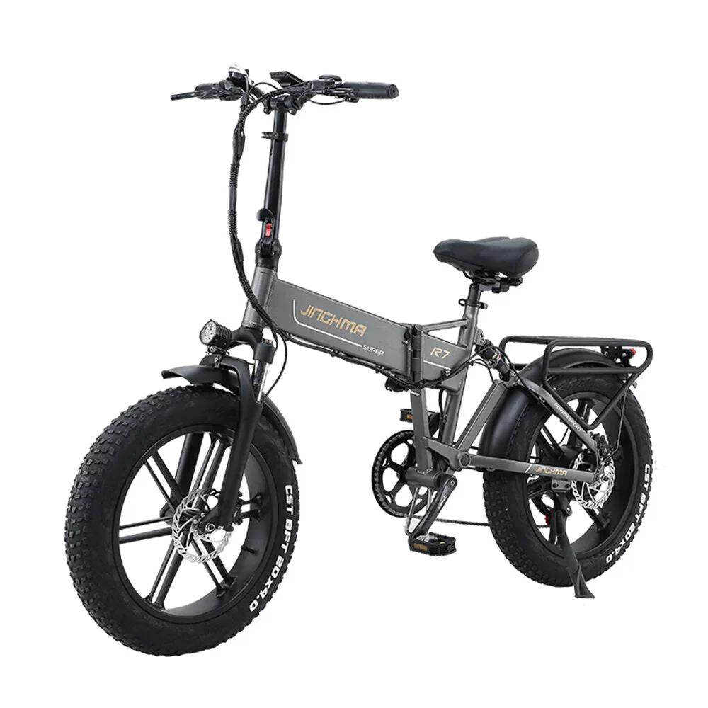 JINGHMA R7 Folding Fat Tire Electric Bike – 800W Motor, 48V 12.8Ah Battery, 20-Inch Wheels, Black