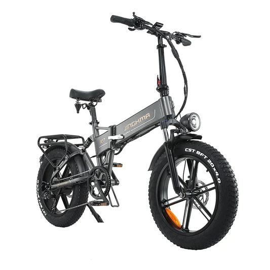 JINGHMA R7 Folding Fat Tire Electric Bike – 800W Motor, 48V 12.8Ah Battery, 20-Inch Wheels, Black