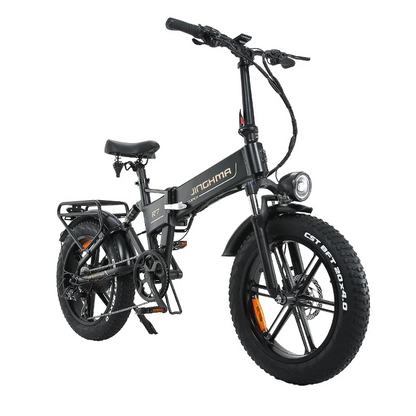 JINGHMA R7 Folding Fat Tire Electric Bike – 800W Motor, 48V 12.8Ah Battery, 20-Inch Wheels, Black