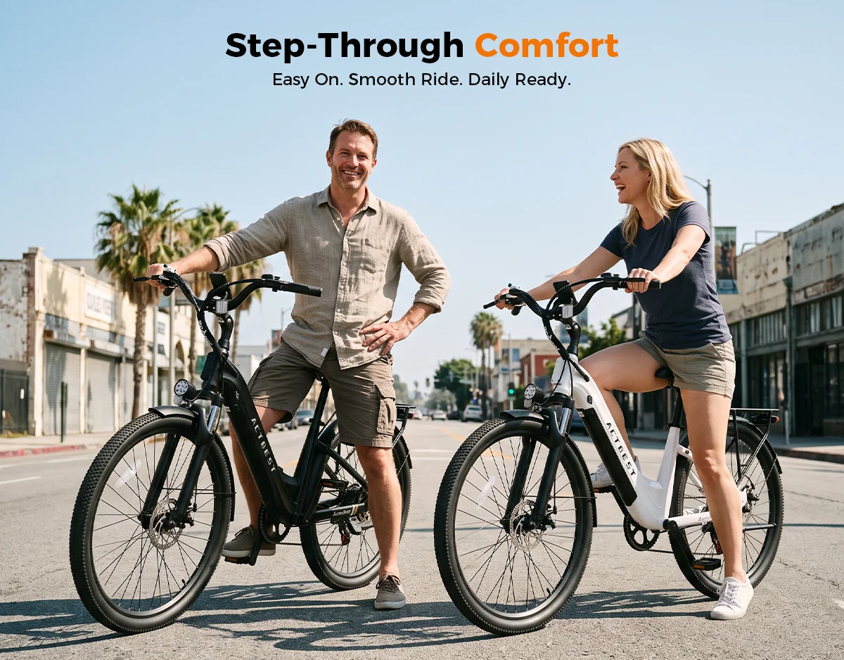 ACTBEST Core ST 2.0 Step-Through Electric Bike – 1200W Peak Motor, 48V 10.4Ah Removable Battery, 26-Inch Tires